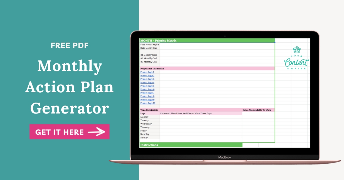 Your Content Empire - Monthly Action Plan Generator